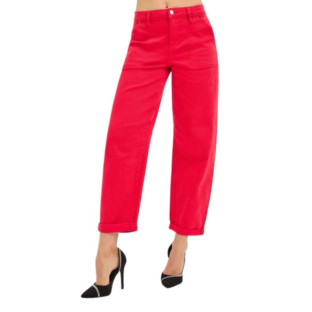 High-Rise Red Wide-Leg Women's Jeans